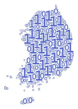 South Korea Map Composition of Binary Digits Illustrazione stock