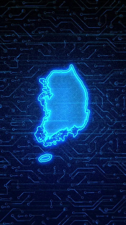 South Korea Map Digital Technology Opener Video stock 336314468