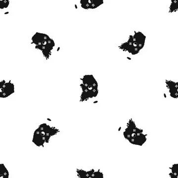 South Korea map with flag pattern seamless black イラスト素材