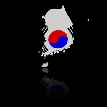South Korea map flag with reflection illustration Stock Illustration