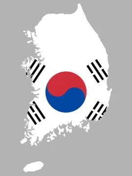 South Korea Map Flag Vector Stock Illustration