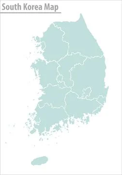 South korea map illustration vector detailed south korea map with regions. Stock Illustration