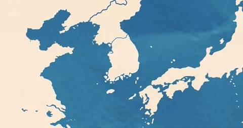 South korea map with most important cities and frontier lines Video stock 337431356