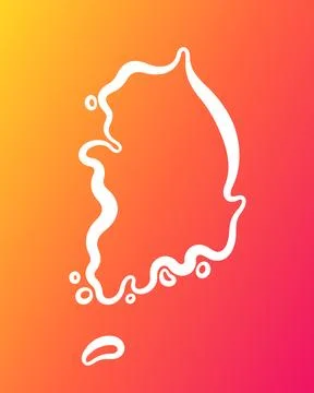 South Korea - Outline Map on Gradient Background Stock Illustration