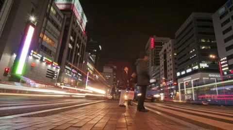 South Korea Seoul Gangnam Crossing Stock Footage