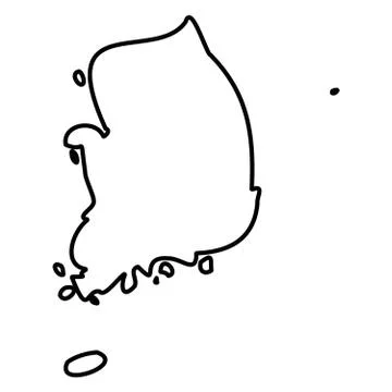 South Korea - solid black outline border map of country area. Simple flat vector イラスト素材