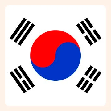 South Korea square flag button, social media communication sign, business ico Stock Illustration