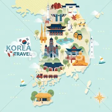 South Korea travel map ~ Clip Art ~ Download Now #67091387