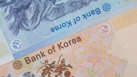 South Korea won notes rotating. South Korea currency, money Stock Footage 105531338
