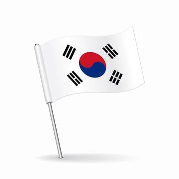 South Korean flag map pointer layout. Vector illustration. Illustrazione stock