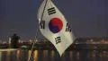 South Korean Flag At Night Along River 4k or 4k+ Resolution