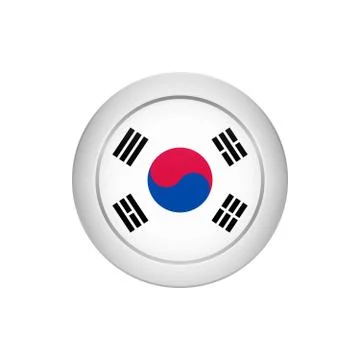 South Korean flag on the round button, vector illustration Stock Illustration