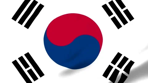 South Korean flag with transparent background and waving effect 库存影片 343317410