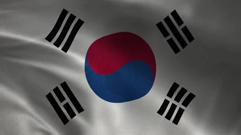 South Korean flag waving macro background with taegeuk symbol, patriotic fabric Vídeos de archivo 339547419