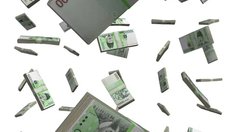 South Korean Won Falling Animation Stacks Of Money on White Background Vídeos de archivo 292925803