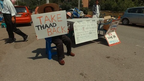 South Koreans Protesting THAAD Video stock 97614164