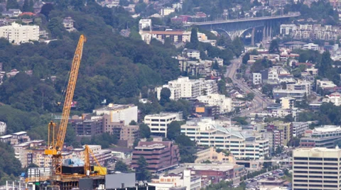 South Lake Union Construction Time Lapse Zoom Stock Footage 32124307