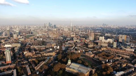 South London Aerial Central City View Skyline Stock Footage
