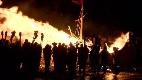 South Mainland Up Helly Aa 2017 Stock Footage 77599437