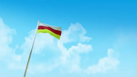 South Ossetia Flag 3D Render Animation with Fighter Jets Formation in Blue S Stock-Footage 333039793