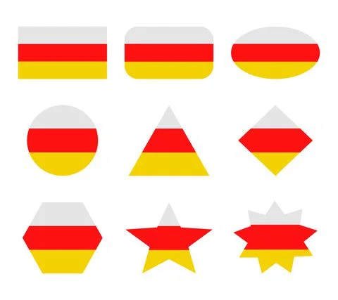 South ossetia set of flags with geometric shapes Stock Illustration