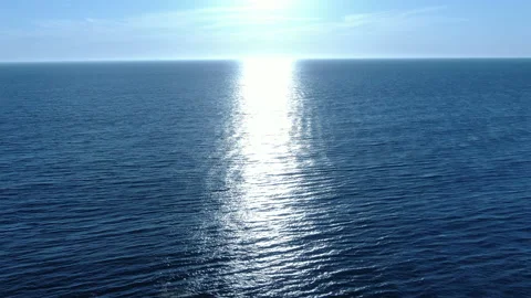 South Pacific Ocean Horizon Aerial Shot Calm Waves Wide Forward Stock Footage 221031089