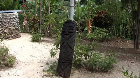 South pacific statue head Stock-Footage 52199471