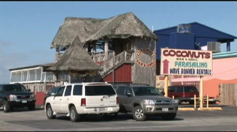 South Padre coconuts bar grill Stock Footage 501564