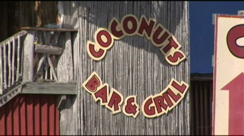 South Padre coconuts bar grill zoom Stock Footage 503128