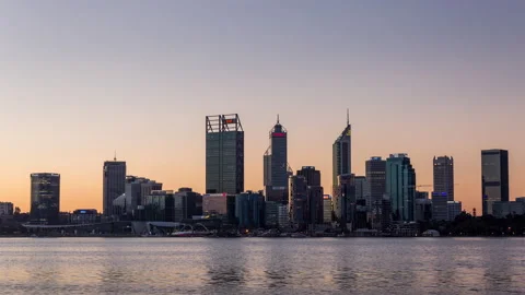 South Perth and Swan River Day to Night Timelapse Stock Footage 145671222
