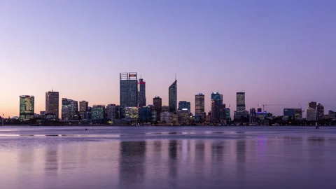 South Perth City View Day to Night Timelapse Stock Footage 145595202