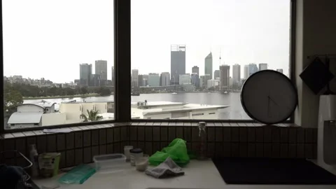 South perth inside kitchen window view 4K Stock Footage 162106932