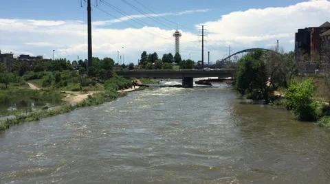 South Platte River is one of the two principal tributaries of Platte River and Stock Footage 68509473