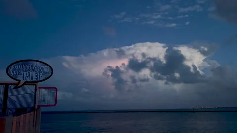 South pointe pier before the storm Stock Footage 202016500