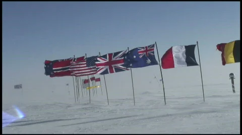South Pole Flags Stock Footage 571453