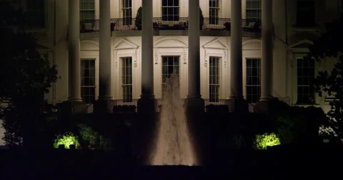 South Portico of the White House at night. Shot in 2012. Stock Footage 59308685