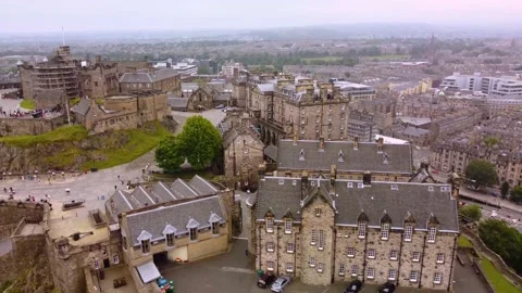 South side of Edinburgh Castle Facing towards Arthurs Seat and City Centre Stock Footage 167277030