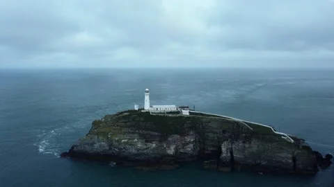 South Stack Lighthouse Advancing Shot Stock Footage 163660867