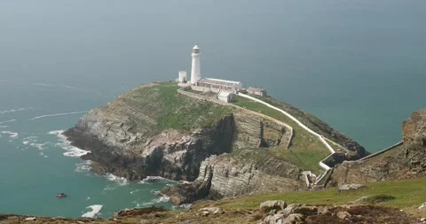 South Stack lighthouse, Anglesey, Wales, UK. Stock Footage 240092623