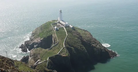 South Stack lighthouse, Anglesey, Wales, UK. Stock Footage 240093469