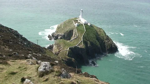 South Stack Lighthouse, Holyhead, Holy Island Anglesey Stock Footage 33846471