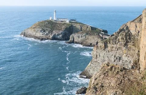 South Stack Lighthouse on the Isle of Anglesey, Wales Stock Photos