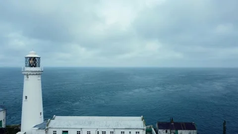 South Stack Lighthouse Reveal shot Stock Footage 163660662