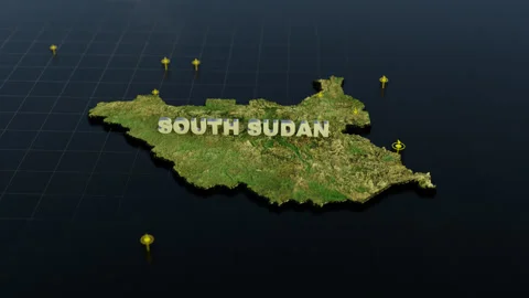South Sudan 3D Map With Animation Stock Footage 310110403