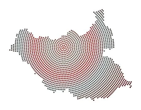 South Sudan dotted map. Digital style shape of South Sudan. Tech icon of th.. Stock Photos