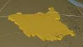 South Sudan extruded. Bumps. Graticule. 4k or 4k+ Resolution