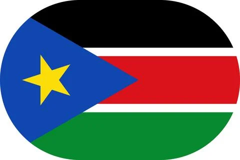 South Sudan flag in flat oval design Illustrazione stock