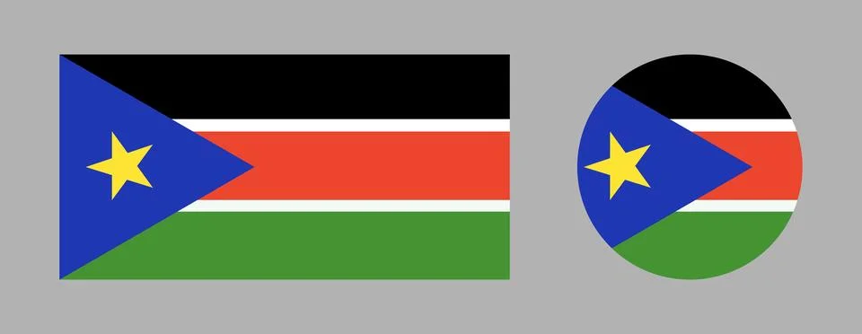 South Sudan flag round, rectangular icons set. National flag button, background Illustrazione stock