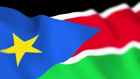 South Sudan Flag Seamless Loop 4k 60fps on Sky Background Stock Footage 340342199