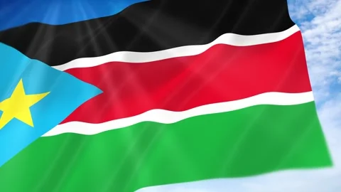 South Sudan Flag Seamless Loop 4k 60fps on Sky Background Stock Footage 341678186